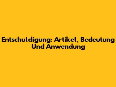 Entschuldigung: Artikel, Bedeutung Und Anwendung