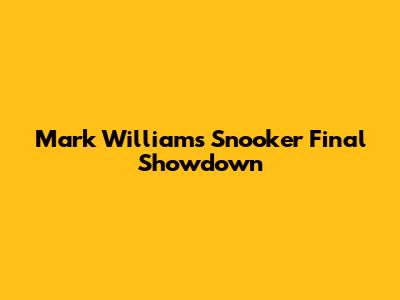 Mark Williams' Snooker Final Showdown