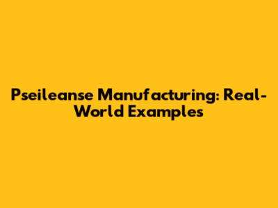 Pseileanse Manufacturing: Real-World Examples