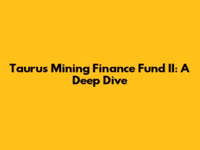 Taurus Mining Finance Fund II: A Deep Dive