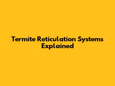 Termite Reticulation Systems Explained